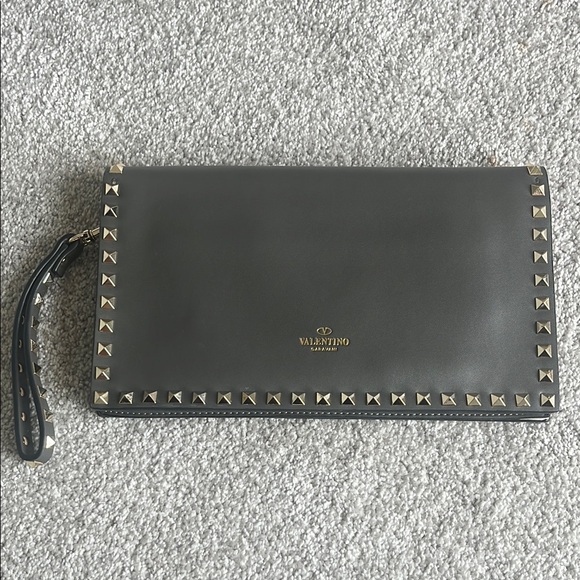Valentino Charcoal Wristlet with Gold Accents - Picture 1 of 3